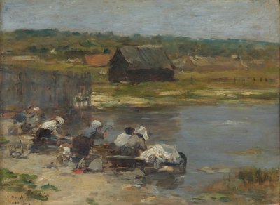 Wäscherinnen am Teichrand, 1880-85 von Eugene Louis Boudin