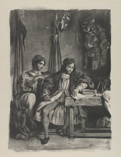 Götz von Berlichingen schreibt seine Memoiren, 1836-43 von Eugène Delacroix