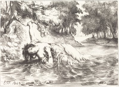 Der Tod von Ophelia (Akt IV, Szene VII) von Eugène Delacroix