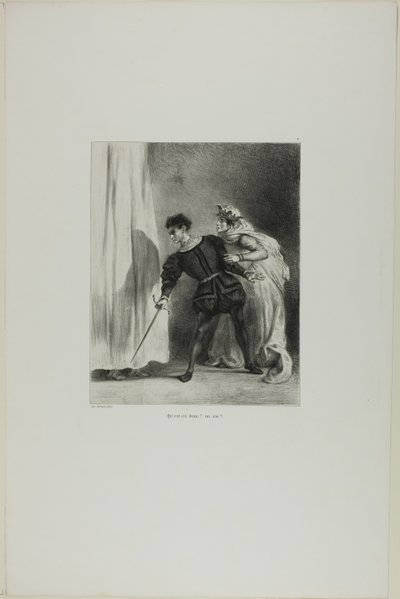 Der Mord an Polonius, Tafel 9 aus Hamlet von Eugène Delacroix