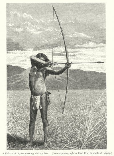 Ein Veddah aus Ceylon, der mit dem Bogen schießt von European School