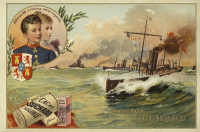 Alfons XIII. von Spanien und seine Mutter, Maria Christina von Österreich, Spanisch-Amerikanischer Krieg, 1898 von European School