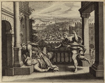 Tod Elis nach der Eroberung der Bundeslade durch die Philister (Gravur) von European School