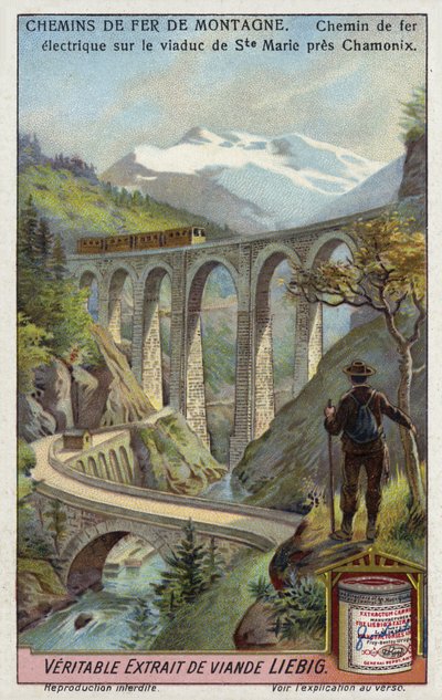 Elektrische Eisenbahn auf dem Viaduc Ste Marie, bei Chamonix, Frankreich von European School