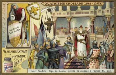 Enrico Dandolo, Doge von Venedig, predigt den Vierten Kreuzzug in der Markuskirche, Venedig von European School