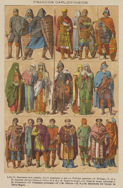 Karolingische Franken (Farblithografie) von European School