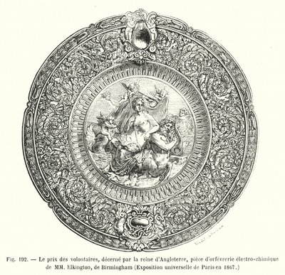 Der Preis der Freiwilligen, verliehen von der Königin von England, elektrochemisches Kunstwerk von MM Elkington, Birmingham, Weltausstellung Paris 1867 von European School
