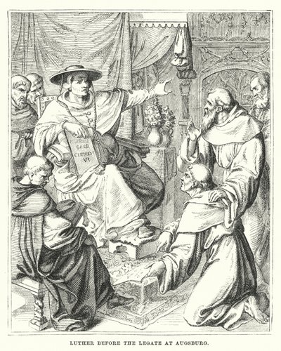 Luther vor dem Legaten in Augsburg (Gravur) von European School