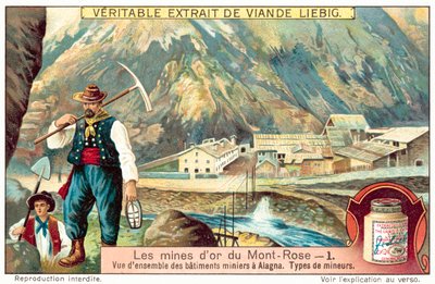 Bergleute und Bergwerksgebäude in den Monte Rosa Goldminen, Italien von European School
