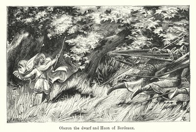 Oberon der Zwerg und Huon von Bordeaux (Gravur) von European School