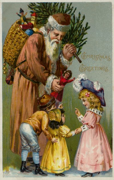 Weihnachtsmann verteilt Geschenke und einen Weihnachtsbaum an Kinder von European School
