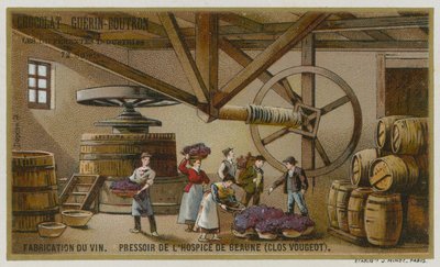 Weinherstellung: Weinpresse der Hospices de Beaune, Clos de Vougeot, Burgund, Frankreich von European School