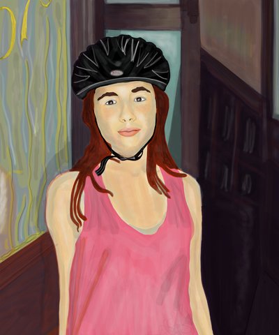 Ava mit Fahrradhelm, Brooklyn von Evan Sklar