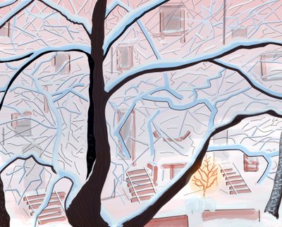 Brownstones im Schnee, Brooklyn von Evan Sklar