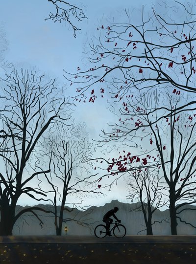 Radfahrer, Morgen, Prospect Park von Evan Sklar