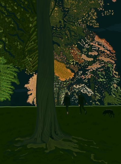 Hundespaziergang bei Nacht von Evan Sklar