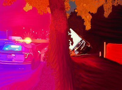 Umgekippter Lastwagen von Evan Sklar