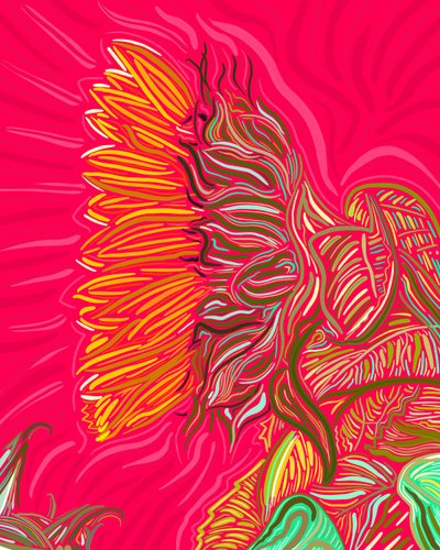 Einzelne Sonnenblume, ca. 2020-24 von Evan Sklar