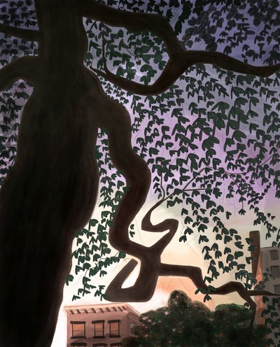 Baum und Allee in der Dämmerung von Evan Sklar