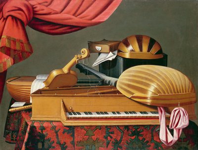 Stillleben mit Musikinstrumenten von Evaristo workshop of Baschenis