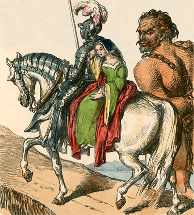 Sir Bevis und Josyan führen Ascapart von F. Tayler