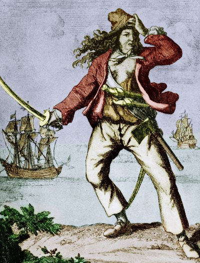 Mary Read (1690-1720) englische Piratin (Gravur) von F. Wentworth