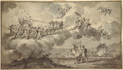 Wandteppich-Design: Apollo in seinem von Aurora geführten Wagen von Fedele Fischetti