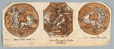 Zwei runde und achteckige Deckenmalereien: Taten Alexanders des Großen von Felice Giani