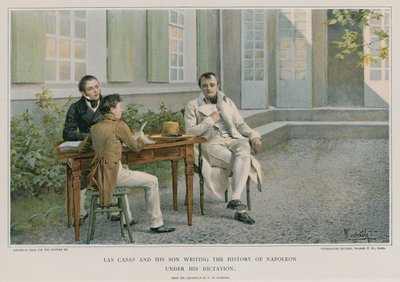 Las Casas und sein Sohn schreiben die Geschichte Napoleons unter seiner Diktation von Felicien baron de Myrbach Rheinfeld