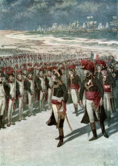 Napoleon inspiziert die Truppen in Boulogne von Felicien baron de Myrbach Rheinfeld