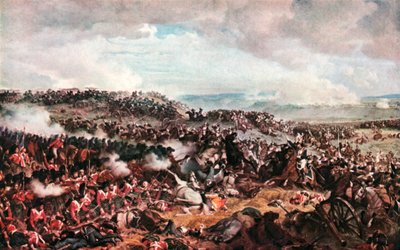 Die Schlacht von Waterloo. Kürassiere greifen Highlander im Karree an von Felix (after) Philippoteaux