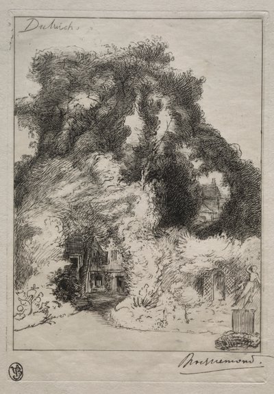 Der Garten des Gasthofs in Dulwich, um 1870 von Felix Bracquemond