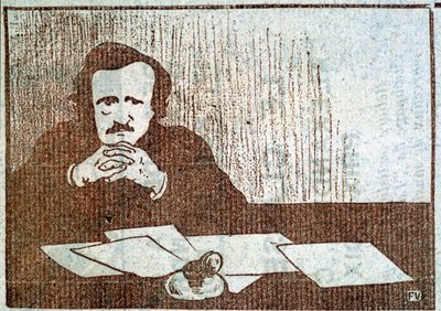 Porträt von Edgar Allan Poe - Gravur von Félix Vallotton, um 1900 von Felix Edouard Vallotton
