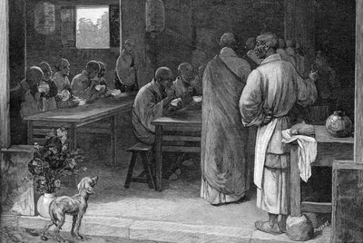 Refektorium in einem buddhistischen Kloster von Felix Elie Regamey