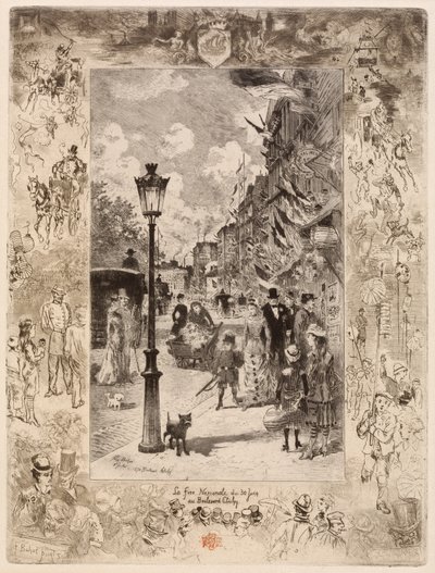 La Fête nationale au Boulevard Clichy, 1878 von Felix Hilaire Buhot