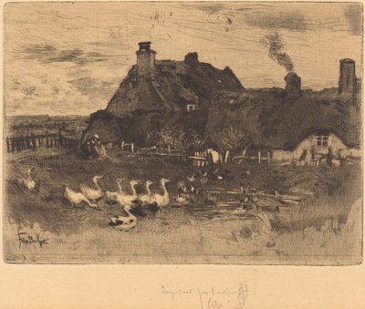 Les Petites Chaumières (Kleine Strohhütten--Kleine Platte) von Felix Hilaire Buhot