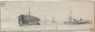 Schiffe im Hafen von London von Felix Hilaire Buhot