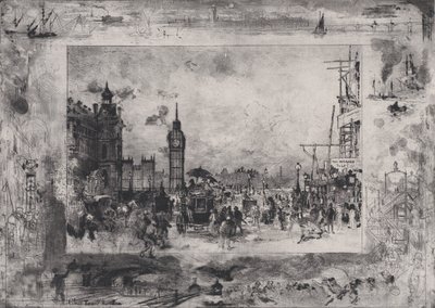 Westminster Bridge oder Westminster Clock Tower, 1860-98 von Felix Hilaire Buhot