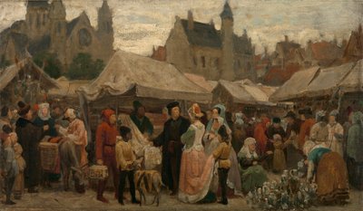 Ein Jahrmarkt in Gent im Mittelalter, Studie, um 1862 von Felix de Vigne