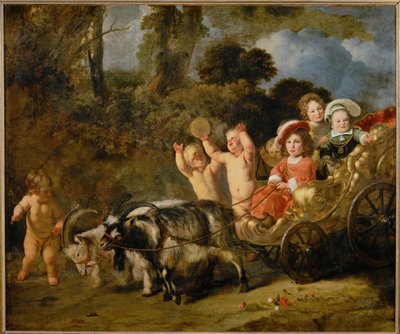 Aristokratische Kinder in einer von Ziegen gezogenen Kutsche von Ferdinand Bol