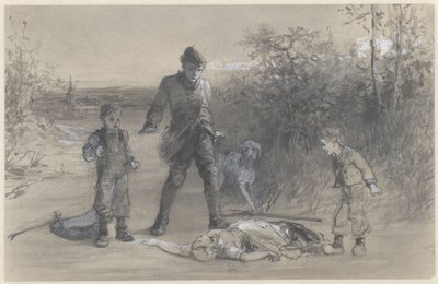 Teun der Jäger bei der Leiche von Zijtje von Ferdinand Carl Sierich