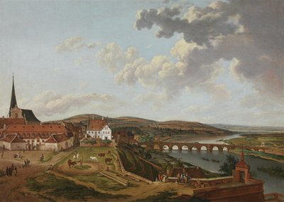 Blick vom Aschaffenburger Schloss auf Marstall und Mainbrücke (Aschaffenburger Zyklus) von Ferdinand Kobell