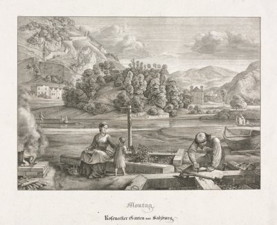 Sieben Ansichten in Salzburg und Berchtesgaden: Montag: Rosenecker Garten Salzburg von Ferdinand Olivier