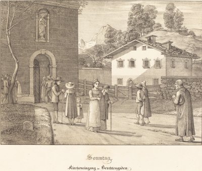 Sonntag - Kircheneingang in Berchtesgaden von Ferdinand Olivier