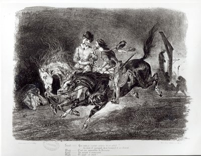 Mephistopheles und Faust reiten in der Nacht, Illustration für Faust von Goethe, 1828 von Ferdinand Victor Eugene Delacroix