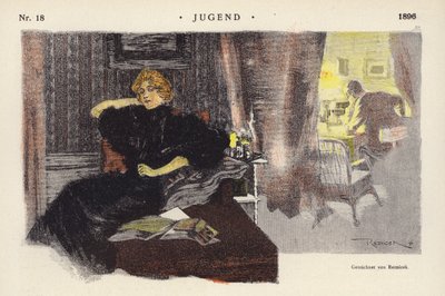 Frau zu Hause am Abend von Ferdinand von Reznicek