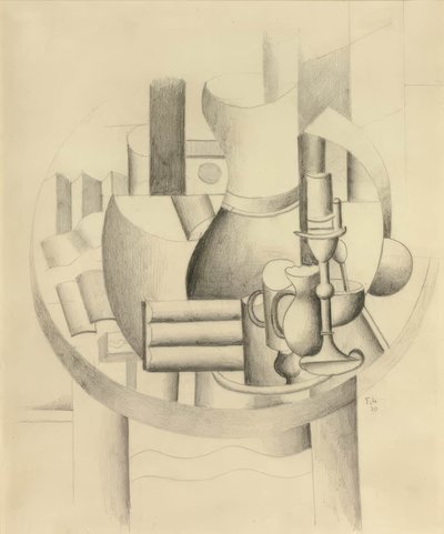 Stillleben auf rundem Tisch von Fernand Leger