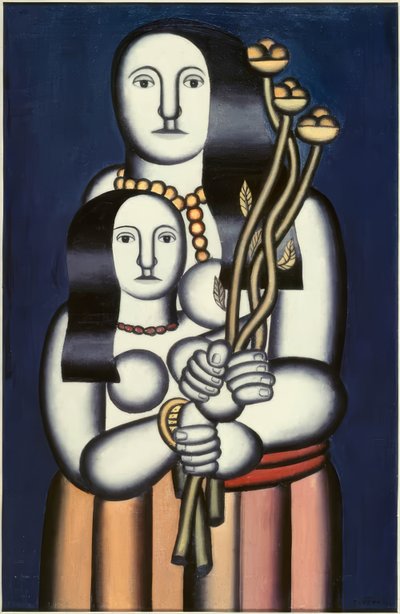 Zwei Frauen auf blauem Grund von Fernand Leger