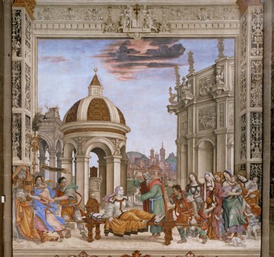 Heiliger Johannes Evangelist erweckt Drusiana zum Leben von Filippino Lippi
