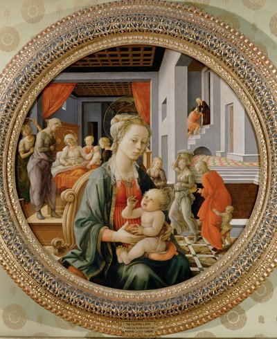 Madonna und Kind; Szenen aus dem Leben der Heiligen Anna von Filippo Lippi